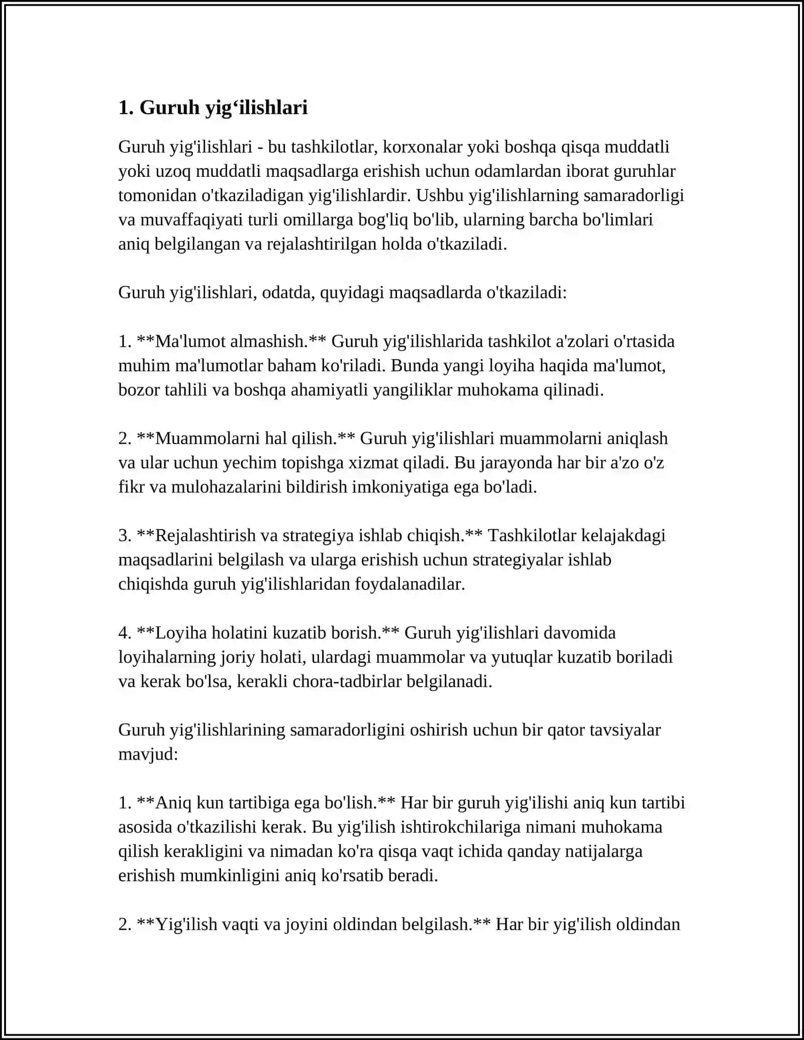 QISQA MUDDATLI GURUHLARNING NAMUNAVIY KUN TARTIBI 4