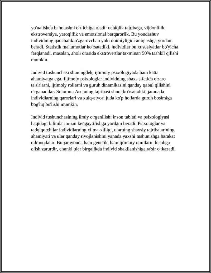 PSIXOLOGIYADA INDIVID VA INDIVIDUALLIK MASALASI 4