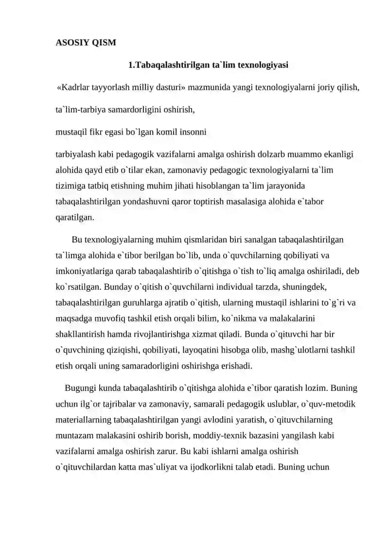 BOSHLANG`ICH SINFLARDA MATEMATIKADAN TABAQALASHTIRILGAN TA`LIMDAN FOYDALANISH IMKONIYATLARI 4