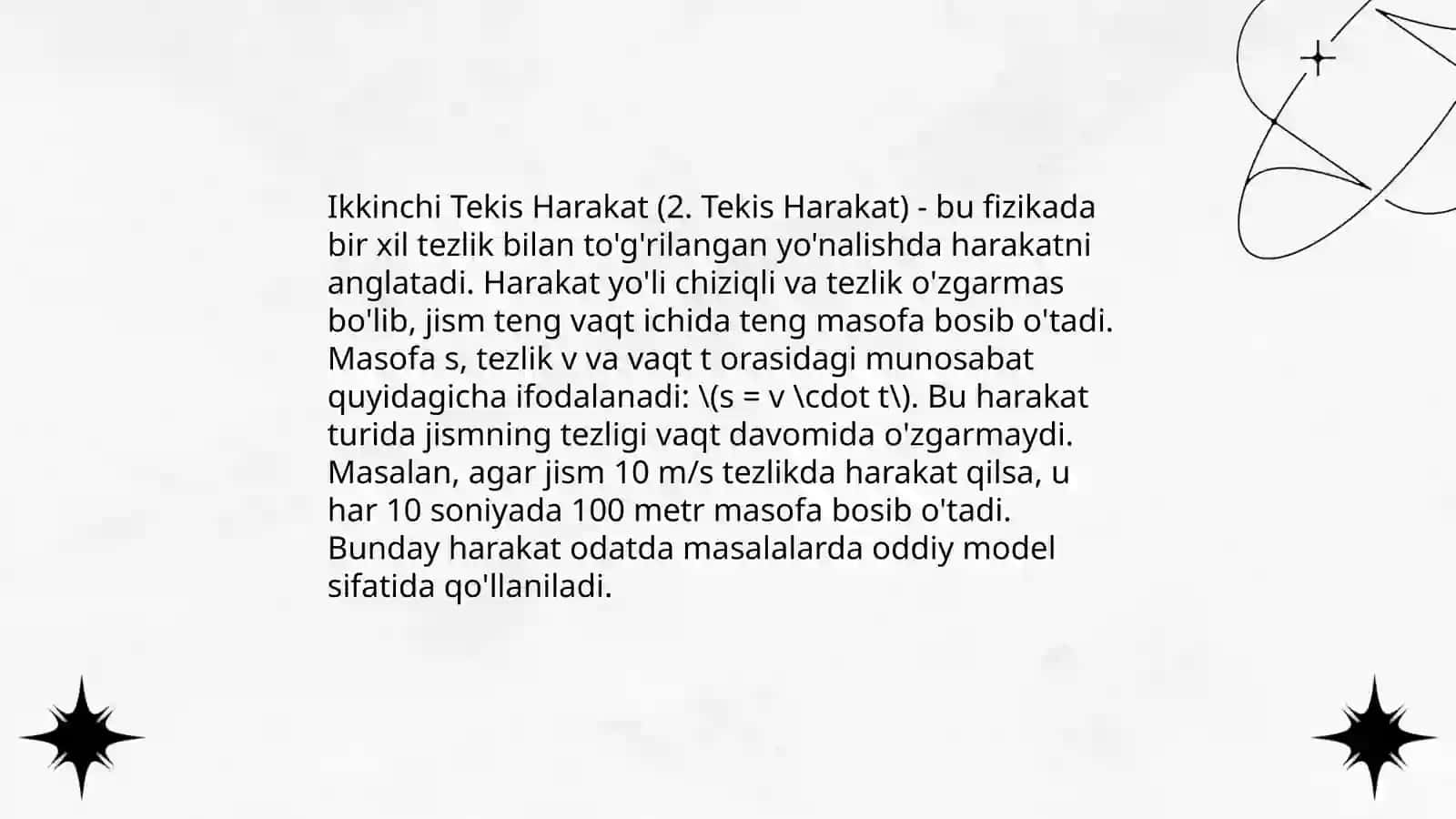 Mexanik harakat tekis va o'zgaruvchan harakat 4