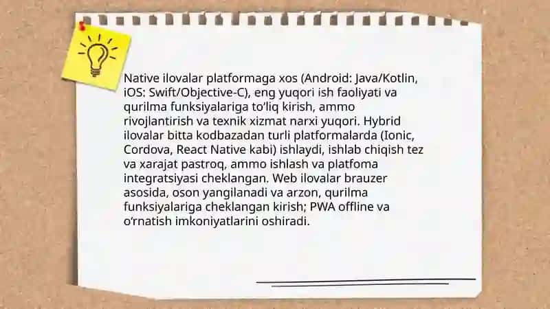 Mobil ilova tushunchasi, afzalliklari va texnologiyalari 4