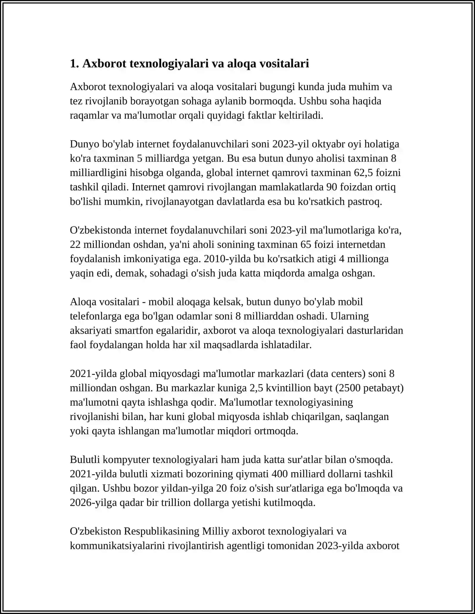 Axborot texnologiyalari va aloqa vositalari 4