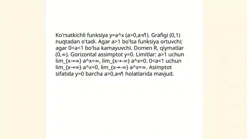 Ko'rsatkichli funksiya va tenglama. Logarifmik tenglama va tengsizliklar 4