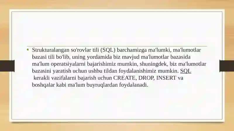 SQL operatorlarini yozish 4
