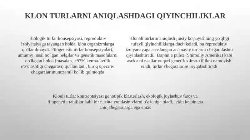 Agam va klonal formalarda tur tushunchasining òziga xosligi 4