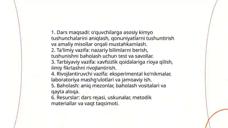 Kimyo Darsi Oʻqitishning Bosh Tashkiliy Shakli 4
