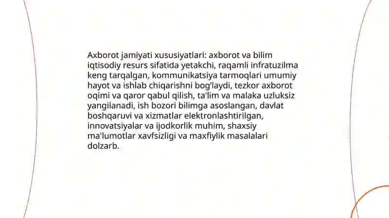 Axborotni jamiyatda tutgan oʻrni va axamiyati 4