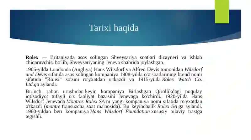 Rolex brendi haqida. 4