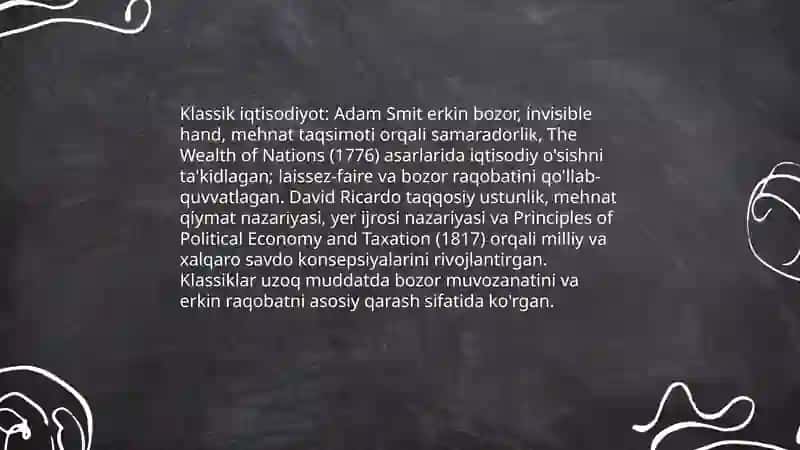 Iqtisodiy ta'limodlar va nazariyalar 4