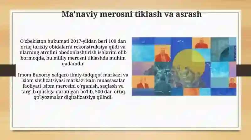 Yangi O'zbekistonda amalga oshirilayotgan ma'naviy o'zgarishlar 4