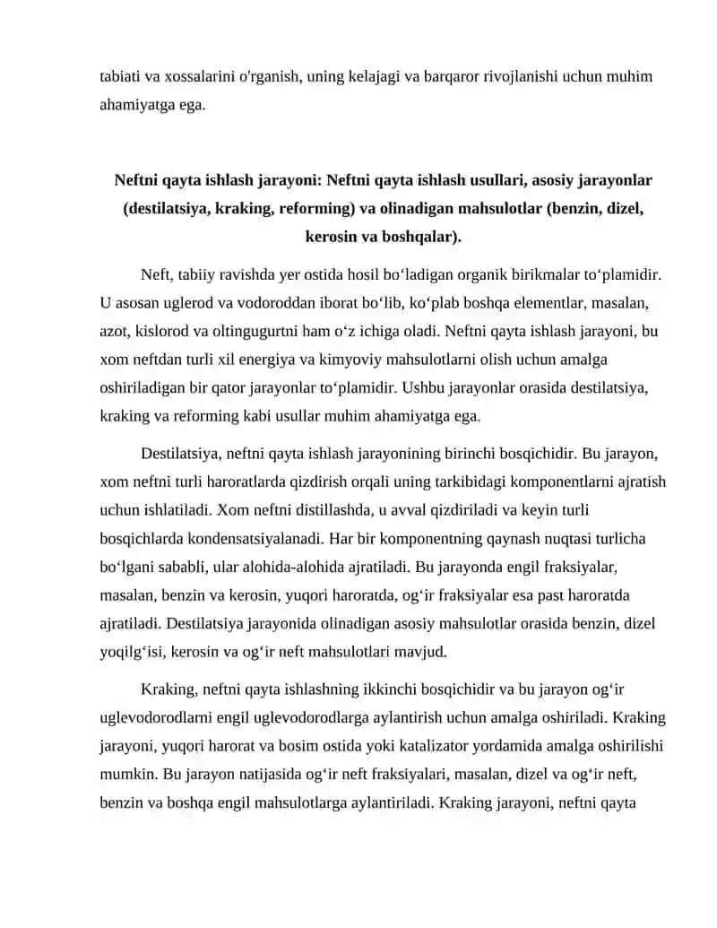 Neft hom ashyosining tarkibi va qazib olinadigan mahsulotlar 4