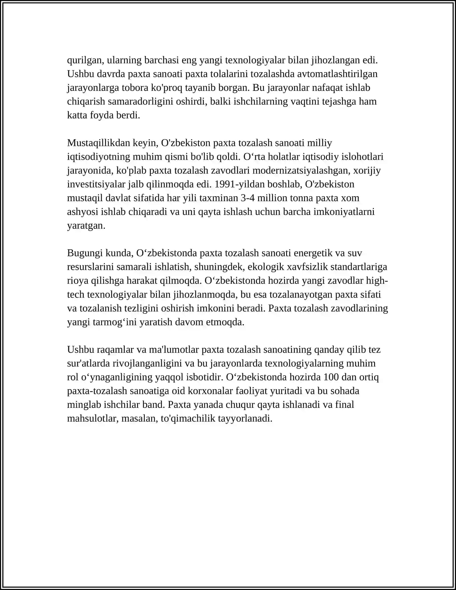 PAXTA TOZALASH SANOATI HAQIDA UMUMIY MALUMOT 4