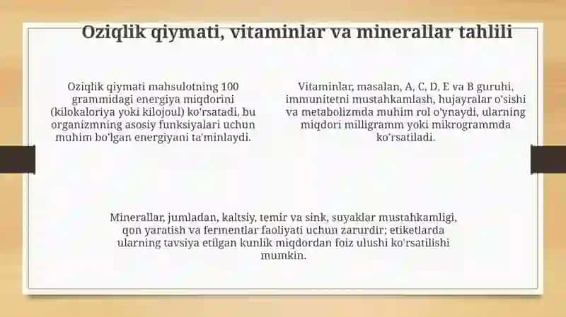 Oziq-ovqat mahsulotlari etiketkalari: Tarkib va ahamiyat 4