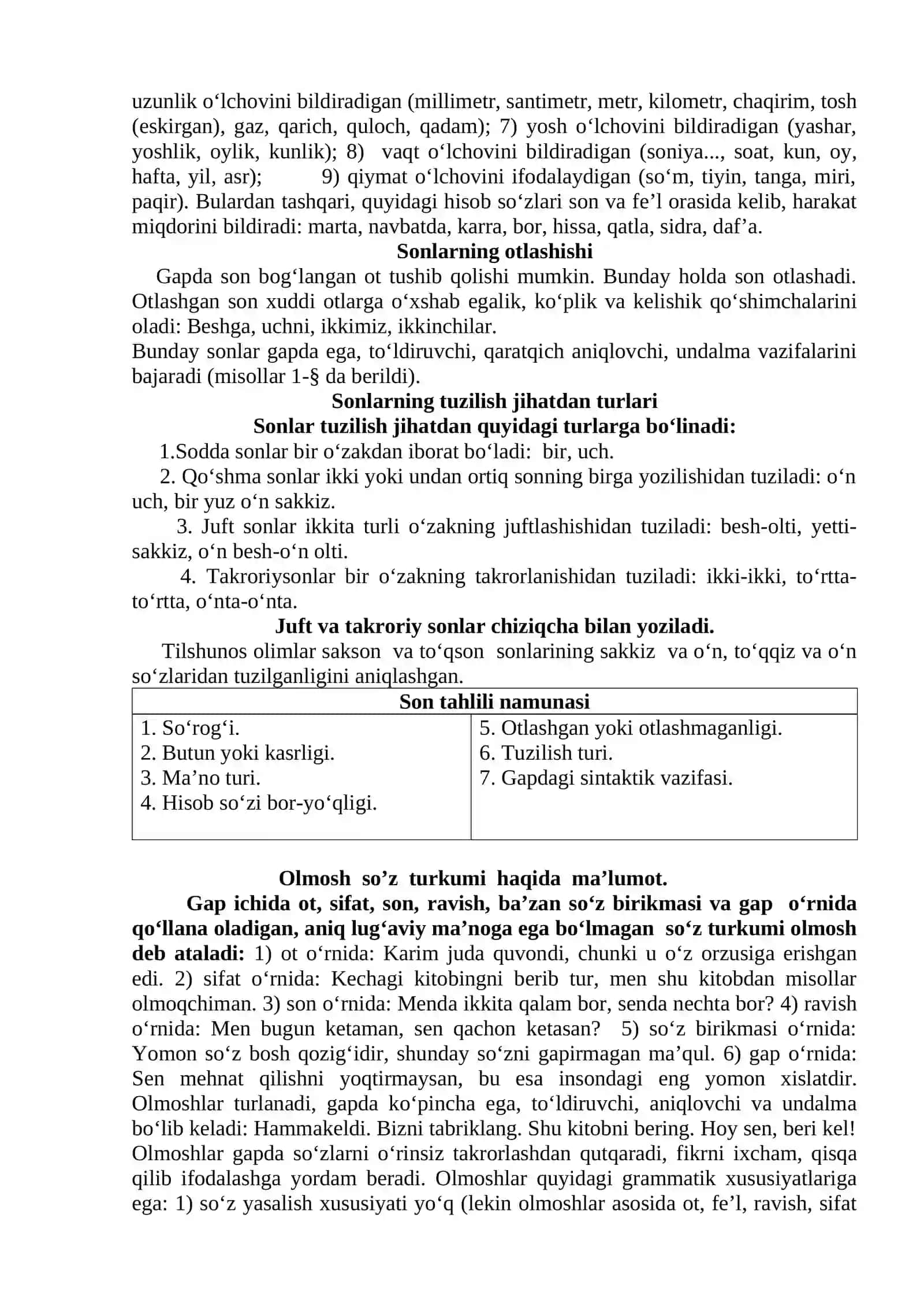 Son va olmosh so’z turkumlari, ularning leksik-grammatik xususiyatlari 4