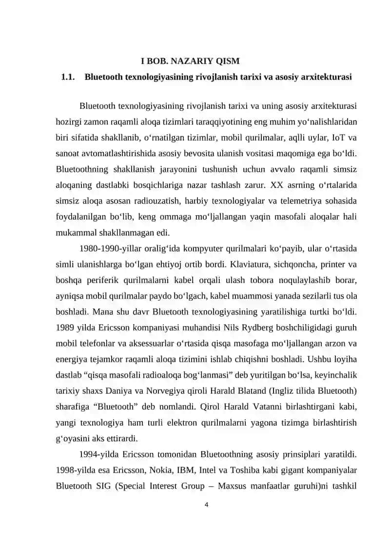 O‘RNATILGAN TIZIMLARDA BLUETOOTH TEXNOLOGIYASI 4