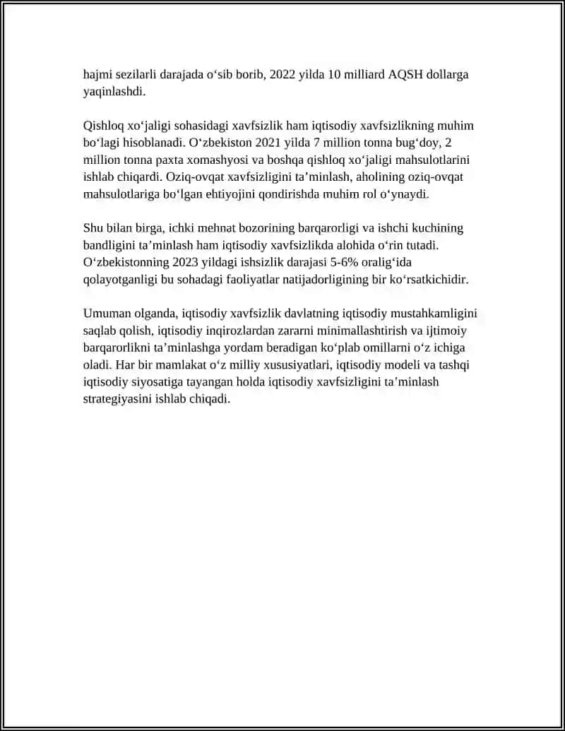 IQTISODIY XAVFSIZLIK VA IQTISODIYOTNI DAVLAT TOMONIDAN TARTIBGA SOLINISHI 4