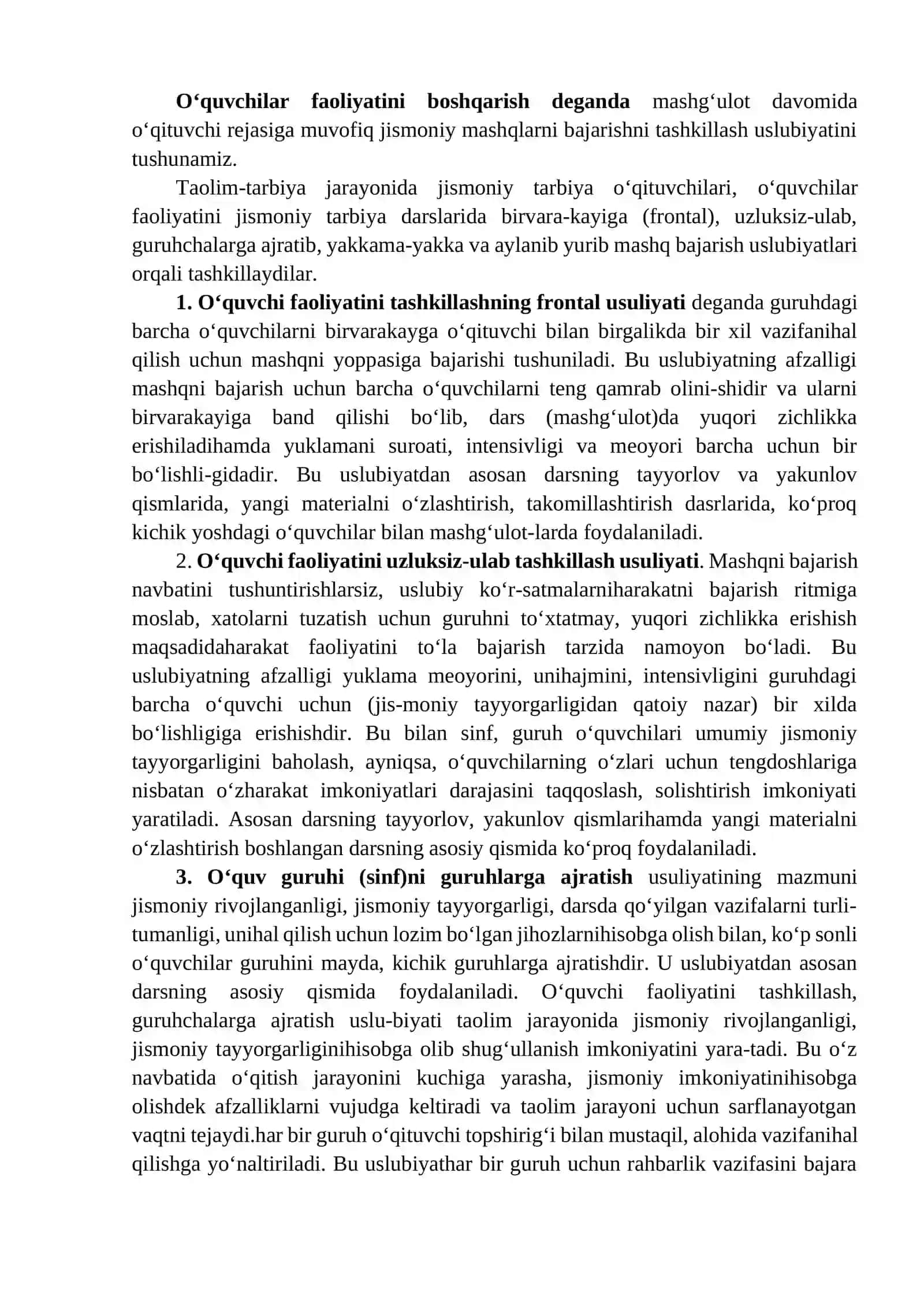 Jismoniy tarbiya darslarini tashkil qilish o'tkazish va o'quvchilar faoliyatini tashkil etish usullari 4