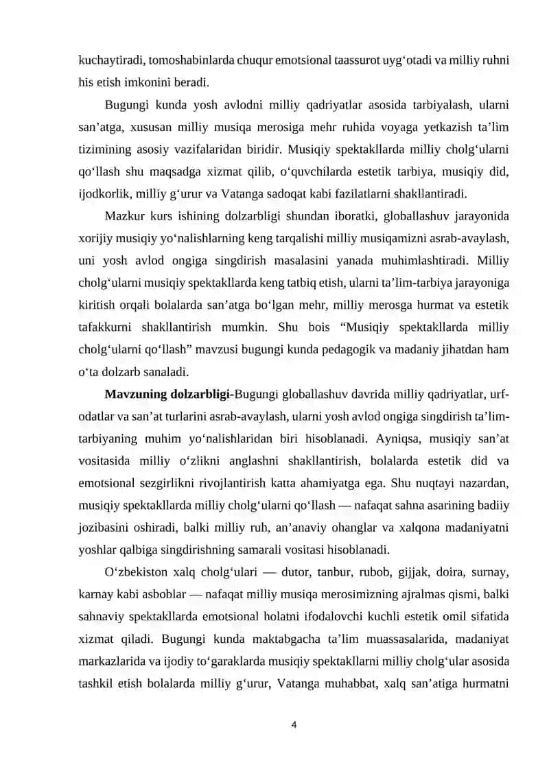 Musiqiy spektakllarda milliy cholg'ularni qo'llash 4