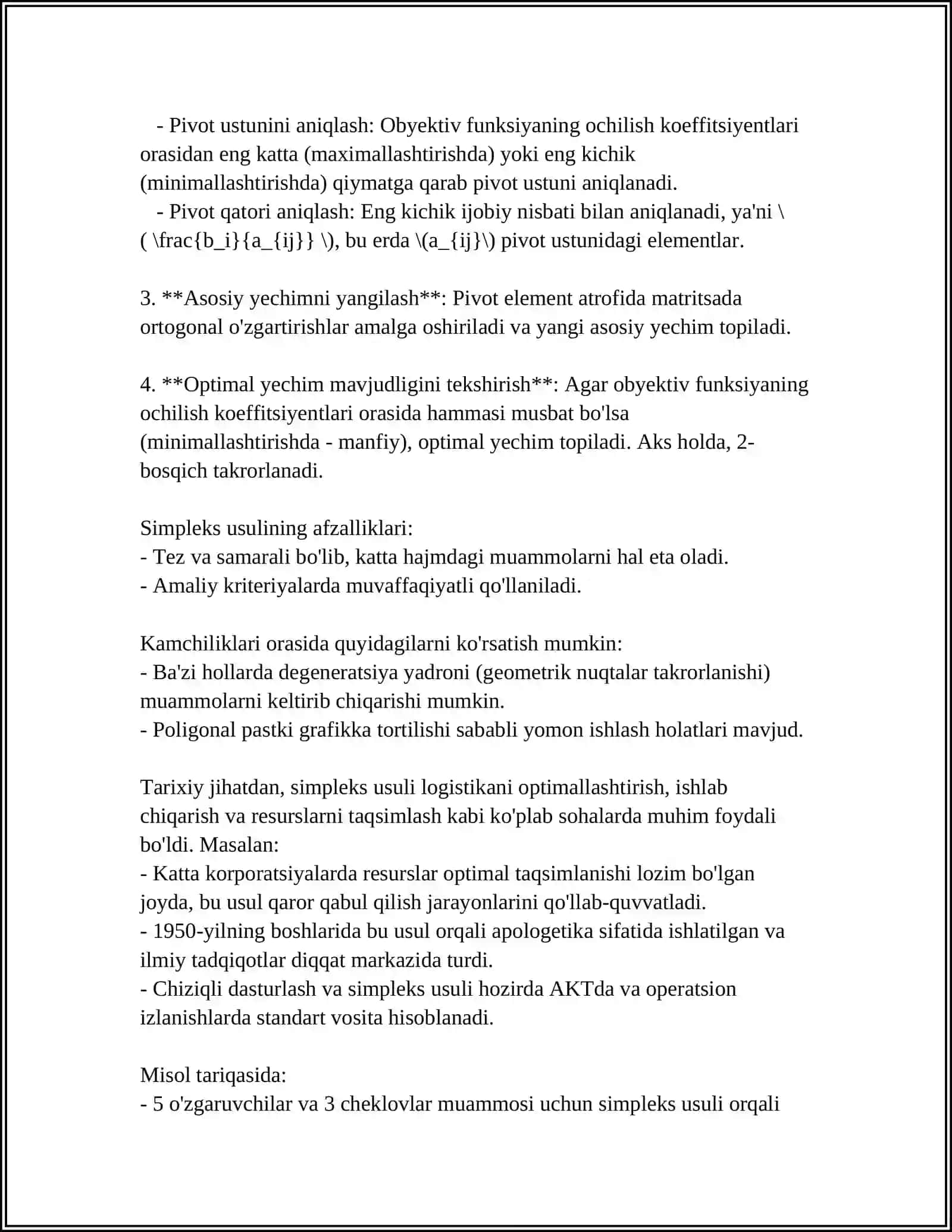 IQTISODIY MASALALARNI SIMPLEKS USULDA YECHISH 4