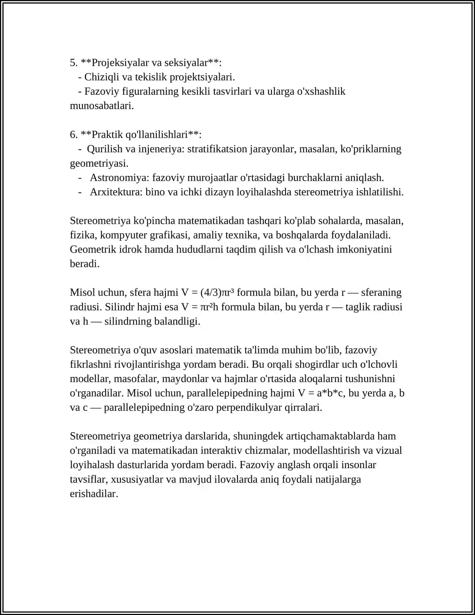 AKADEMIK LITSEYLARDA STREOMETRYANING DASTLABKI MASHGʻULOTLARINI OʻQITISH METODIKASI 4