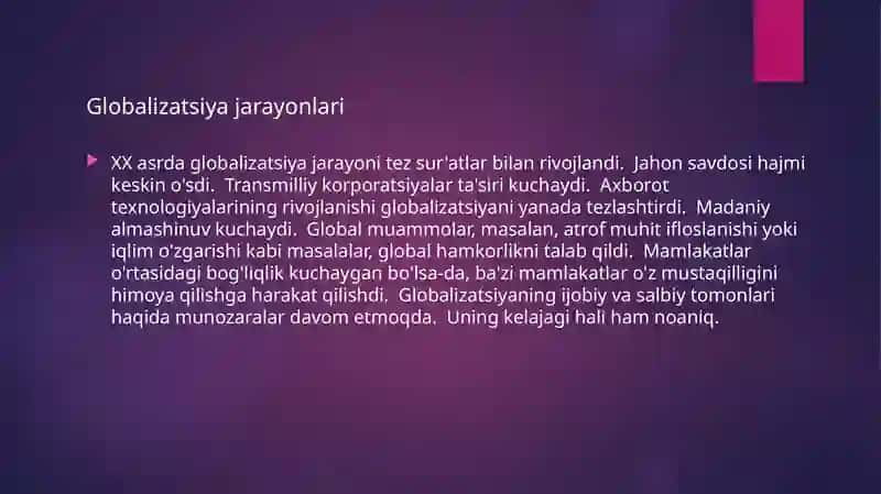 XX asrda globall tendensiyalar 4