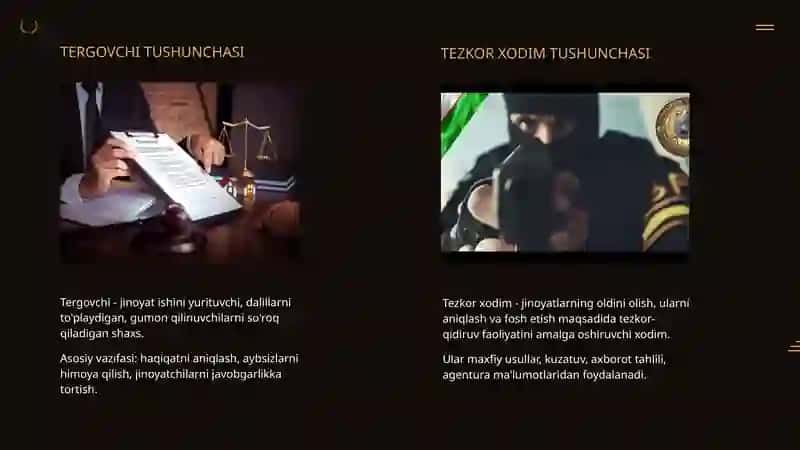 TERGOVCHI VA TEZKOR XODIMLARNING O'ZARO ALOQALARI 4