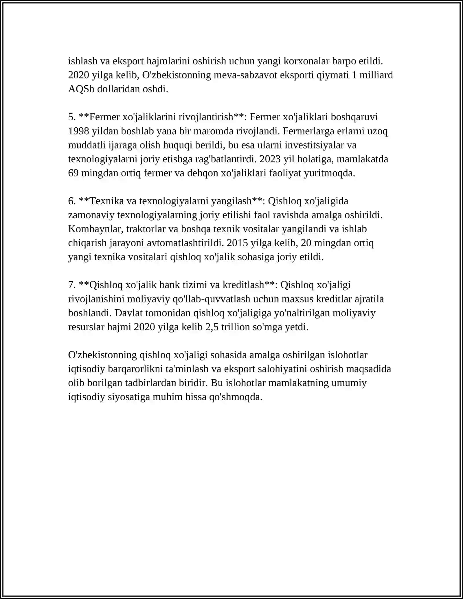 MUSTAQILLIK YILLARIDA QISHLOQ XUJALIGI VA SANOAT SOHASIDA ÔZGARISHLAR 4