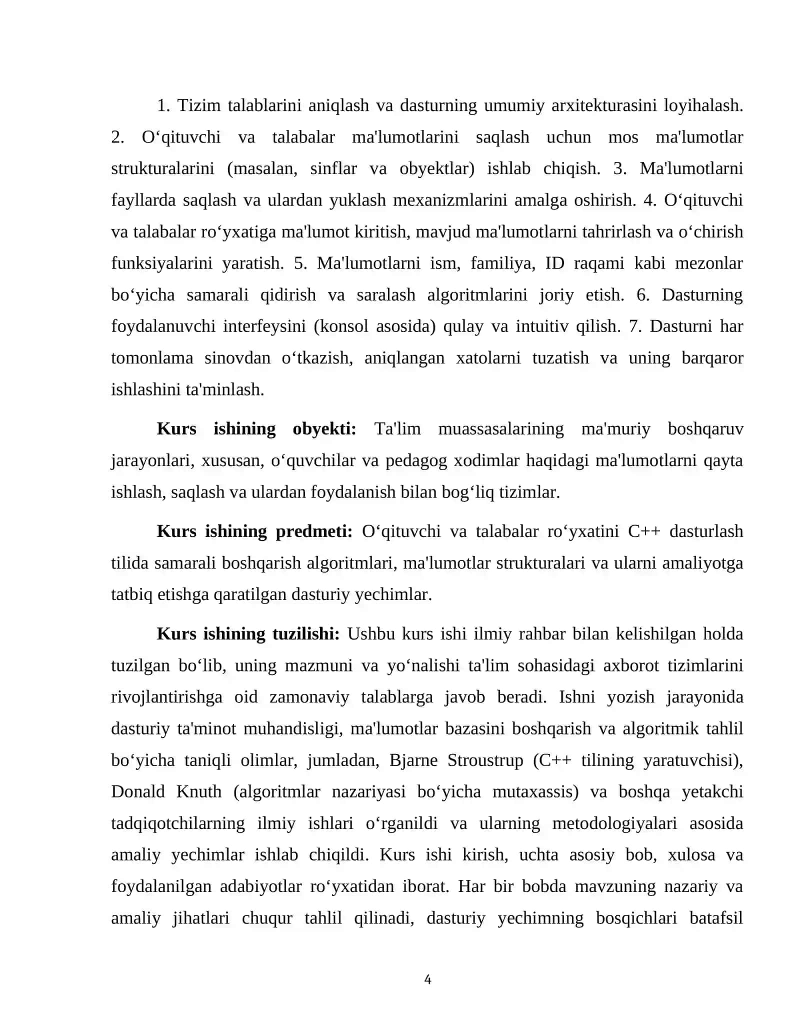 O`qituvchi va talabalar ro`yxati boshqarish dasturi 4