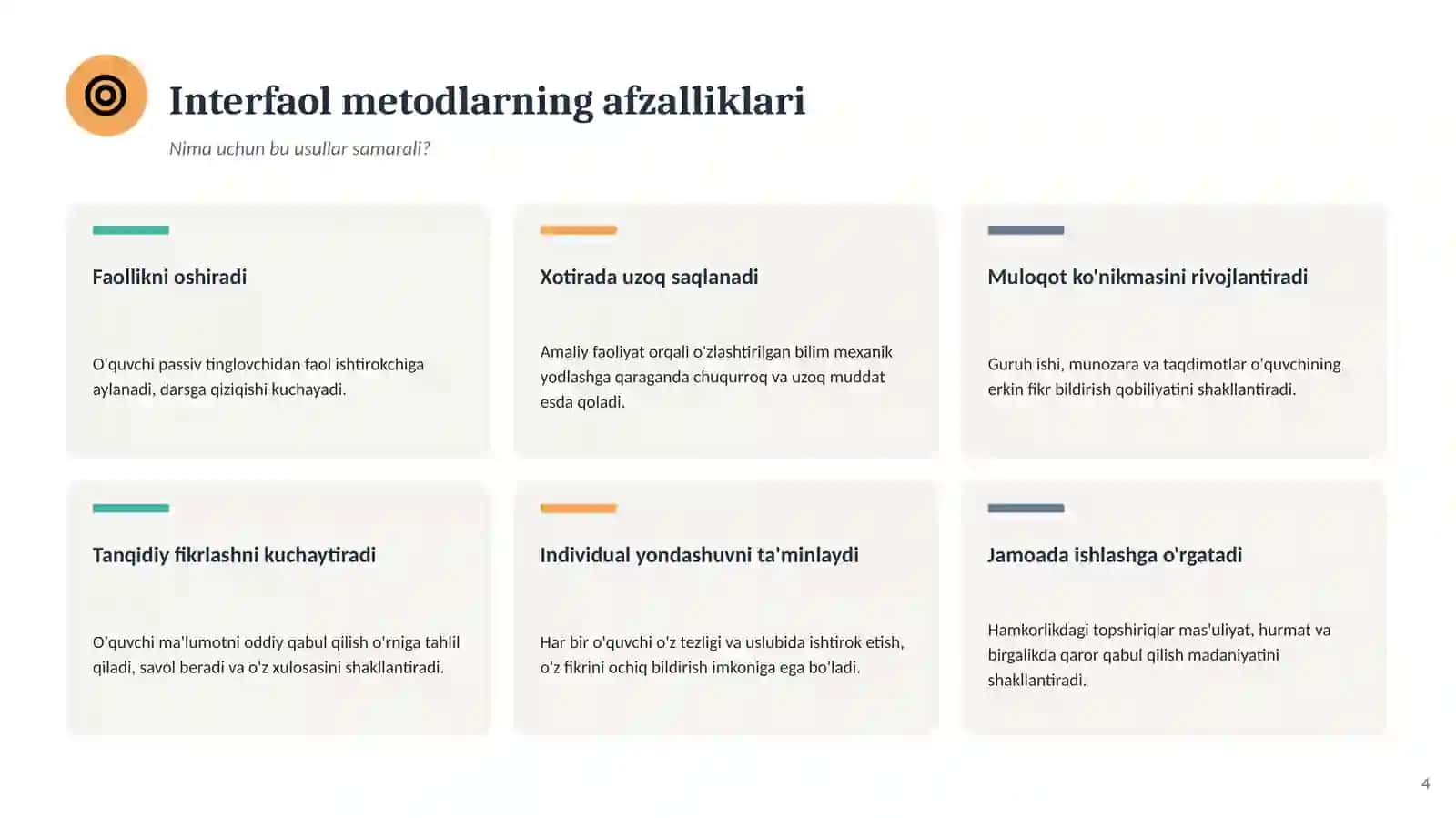 ZAMONAVIY TA'LIM TEXNOLOGIYALARI 4