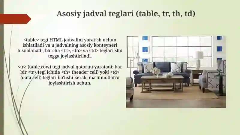 HTML tilida jadvallar hosil qilish 4