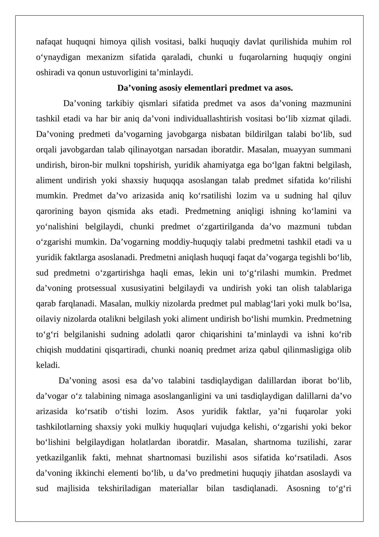 Da’vo talablarining asosini yoki predmetini o‘zgartirish, da’vo talablaridan voz kechish 4