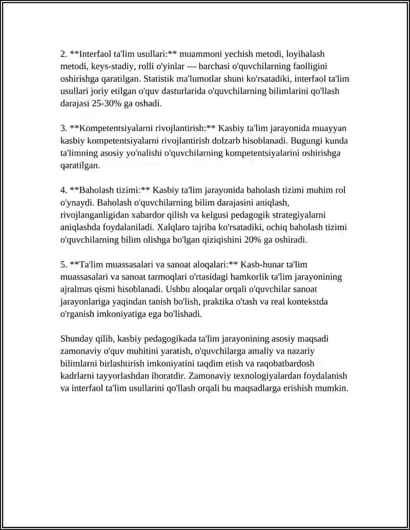 Kasbiy Pedagogikada Ta'lim Jarayonining Mohiyati 4