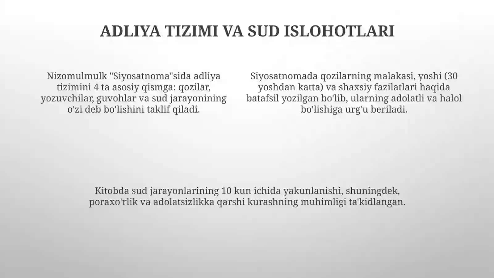 Nizomulmulkning "Siyosatnoma" asari bo'yicha jamiyat boshqaruvidagi g'oyalarini tahliletish 4