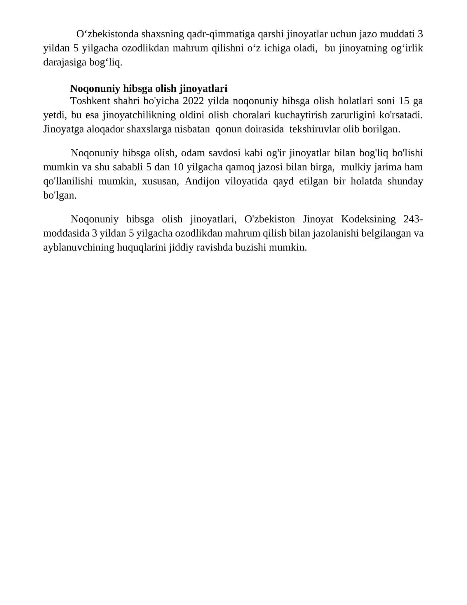 Shaxs ozodligiga qarshi jinoyatlar 4