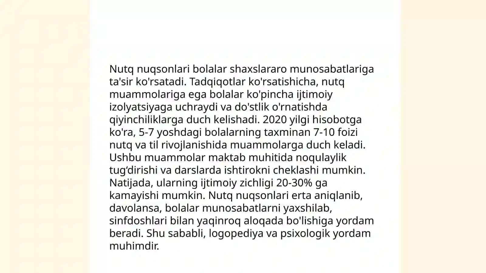 Nutqida nuksoni ijodiy ish bulgan bolalar shaxslararo munosabatlari diagnostikasi 4