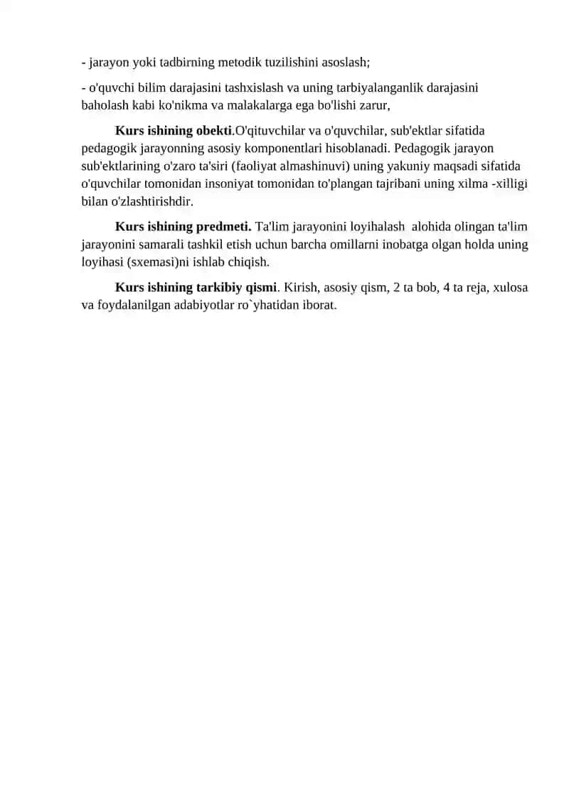 PEDAGOGIK JARAYONNI LOYIHALASHTIRISH VA ULARNI TASHKIL ETISH BOSHQARISHNING NAZARIY ASPEKTLARI 4