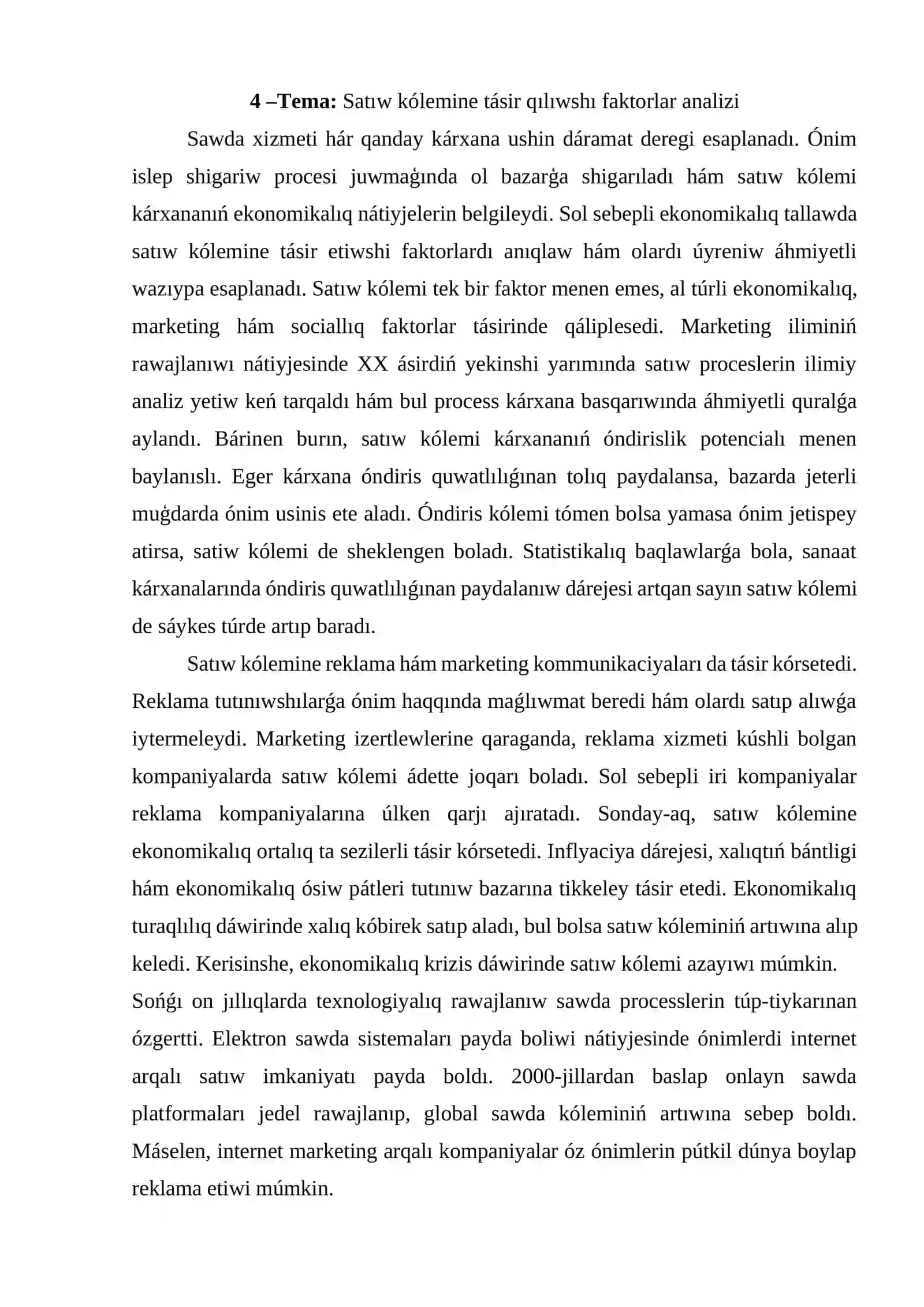 Marketing sistemasındaǵı analiz túrleri hám olardıń tiykarǵı usılları 4