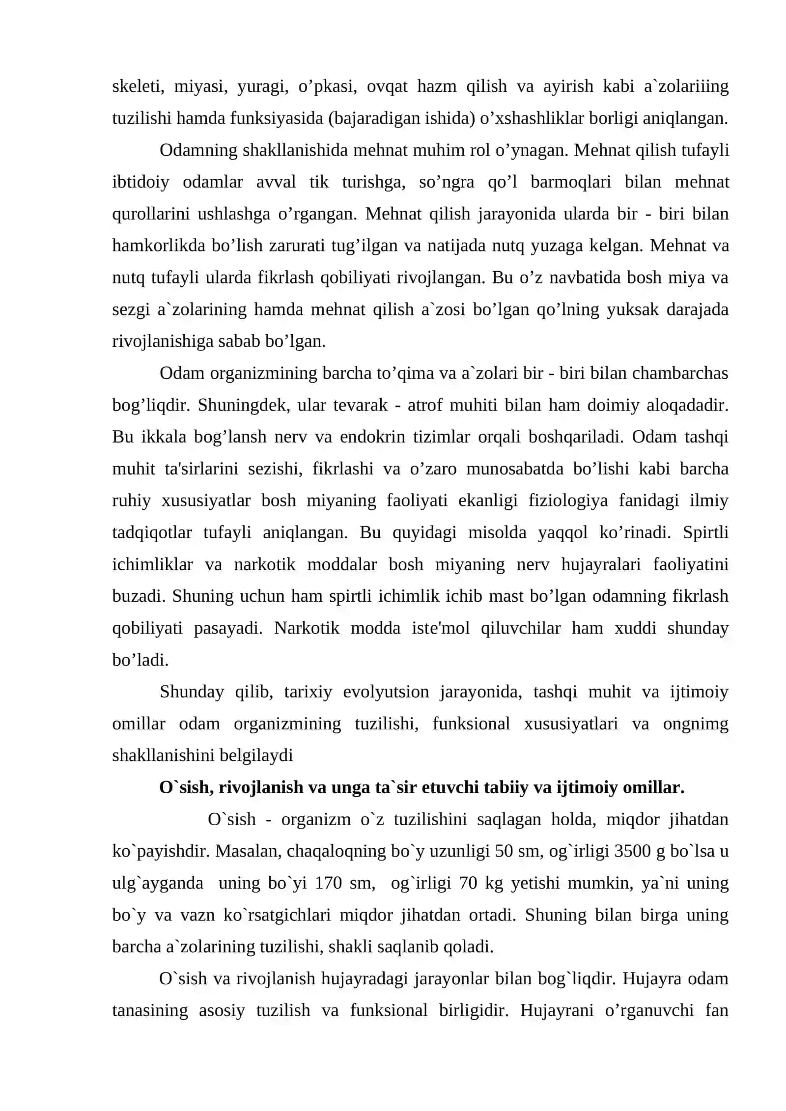 Yоsh fiziologiyasi va gigiyenasi fanining ahamiyati,vazifalari, rivojlanish tarixi. Odam organizmi rivojlanishining umumbiologik qonuniyatlari 4