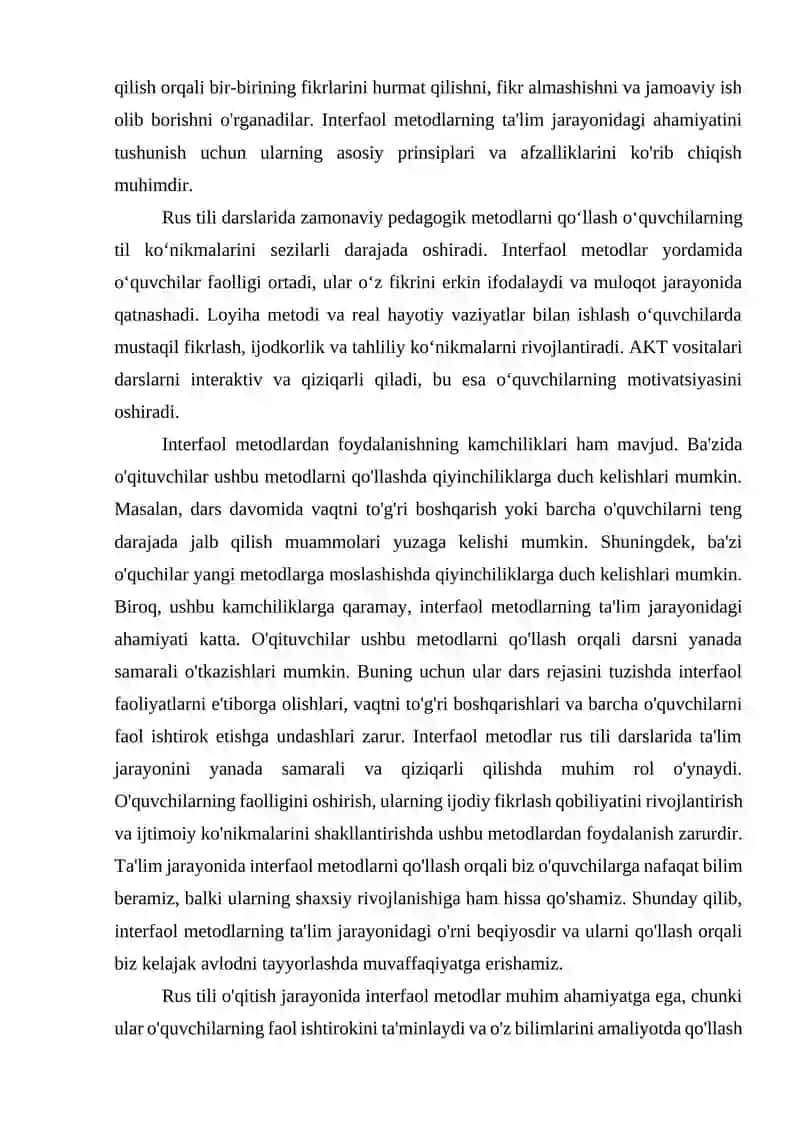 RUS TILI DARSIDA QO‘LLANILADIGAN ZAMONAVIY METODLAR 4