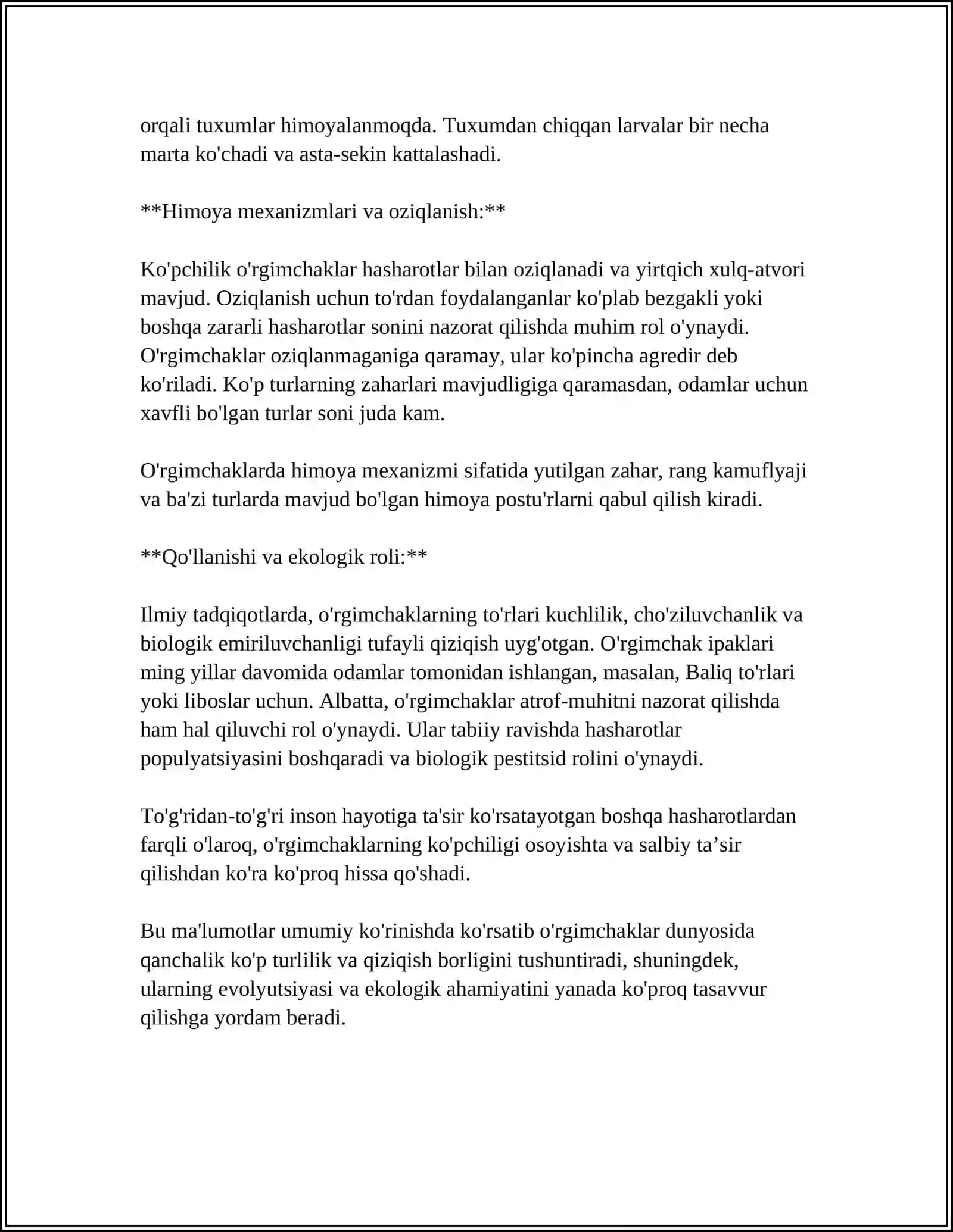 O'rgimchaksimonlar va hasharotlar 4