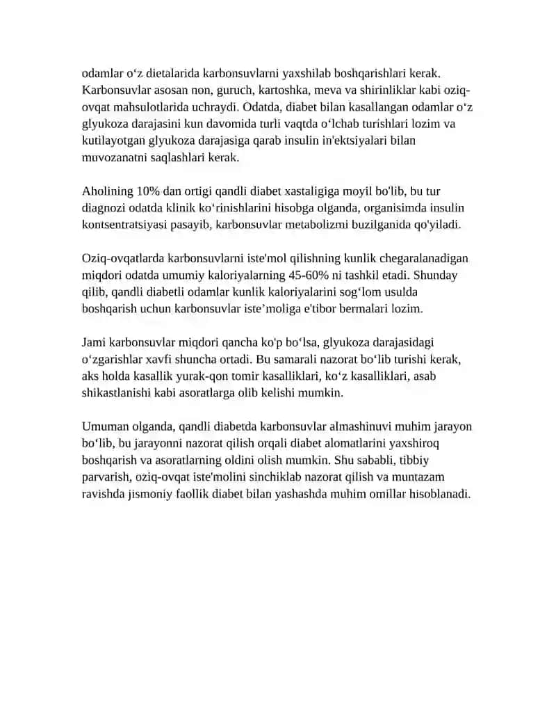 QANDLI DIABET VA UNING ASARATLARINI KELIB CHIQISHIDA KARBONSUVLAR ALMASHINUVI BUZILISHLARINING AHAMYATI 4