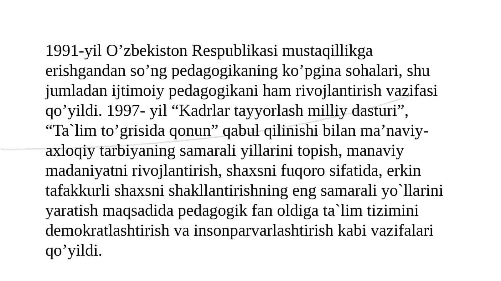 O’zbekistonda ijtimoiy pedagogikaning paydo bo’lishi madaniy tarixiy ijtimoiy huquqiy shart sharoitlari 4
