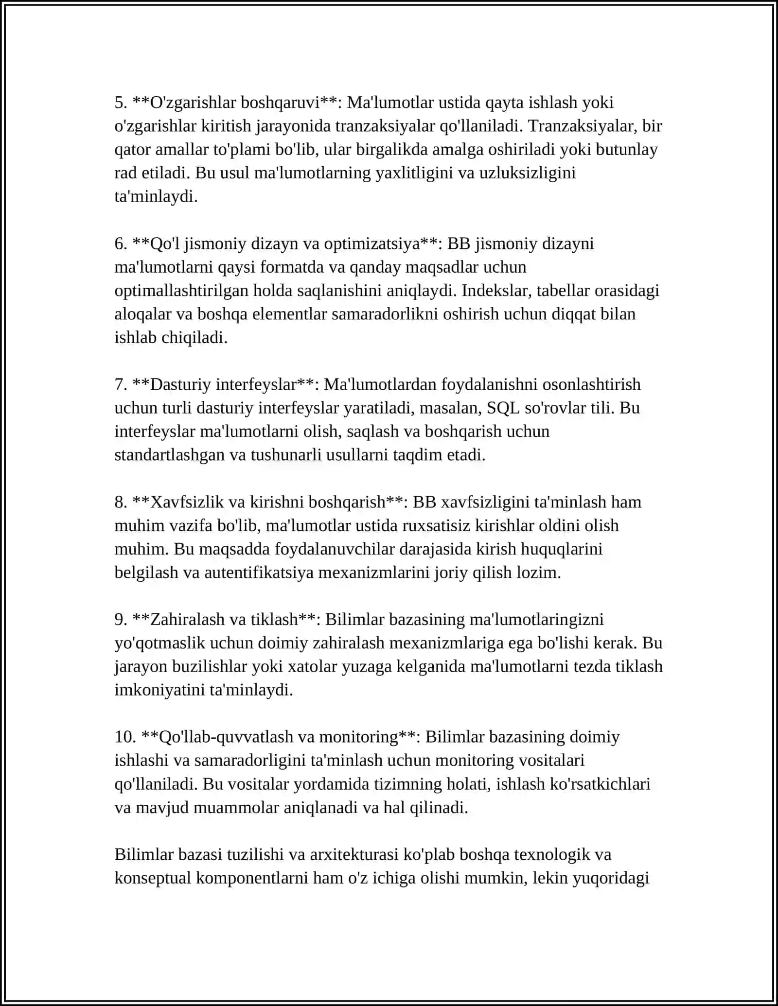 BILIMLAR BAZASI VA BILIMLARNI NAMOYISH QILISH MODELLARI TAHLILI 4