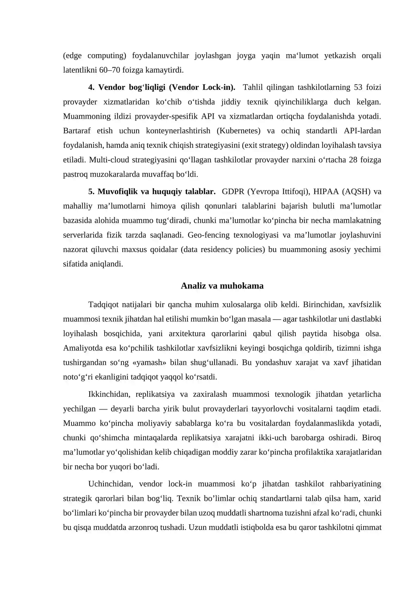 BULUTLI MA'LUMOTLAR BAZASIDA MUAMMOLAR VA ULARNI BARTARAF ETISH USULLARI 4