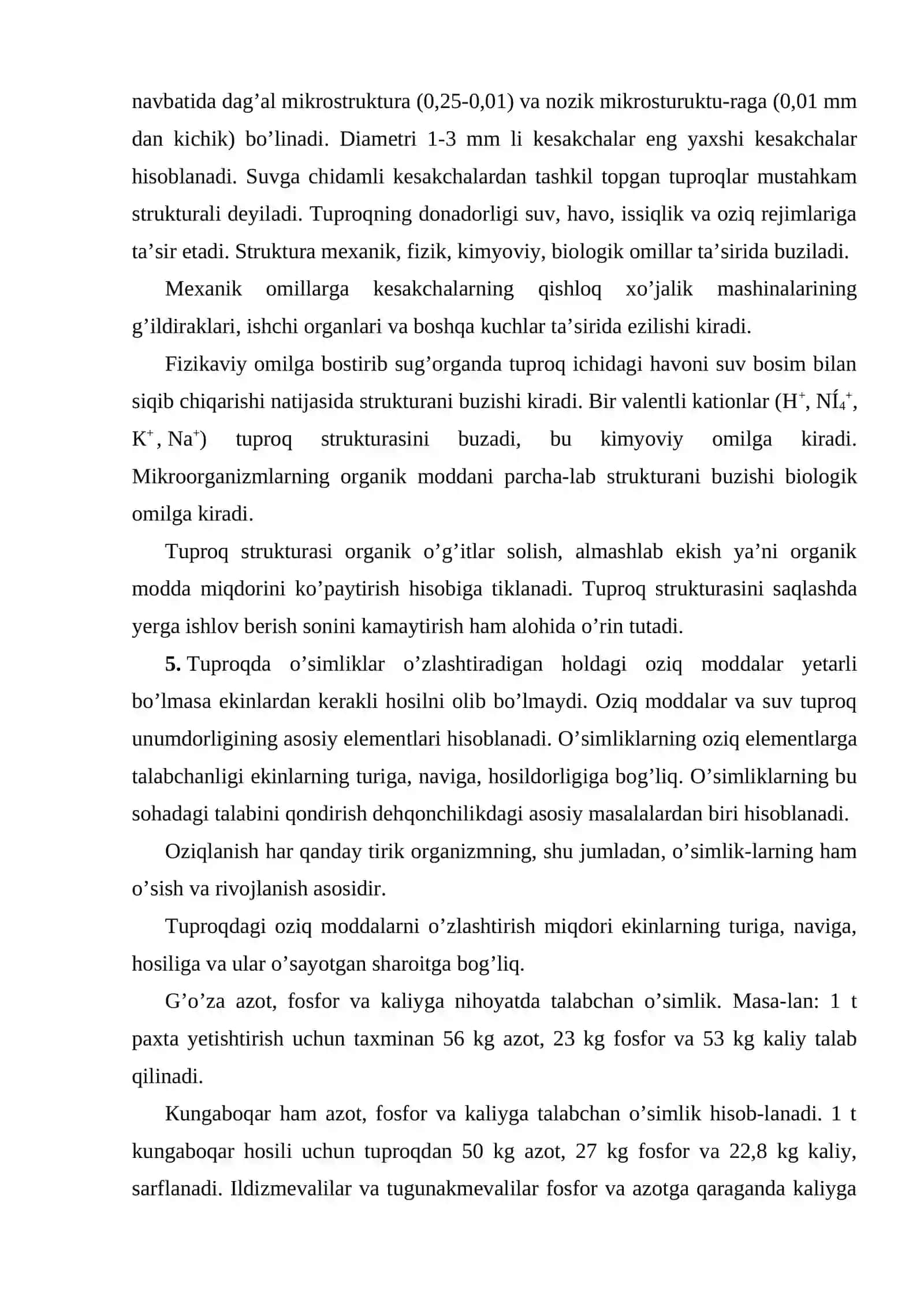 Tuproq unumdorligi, madaniyligi va struкturasi 4