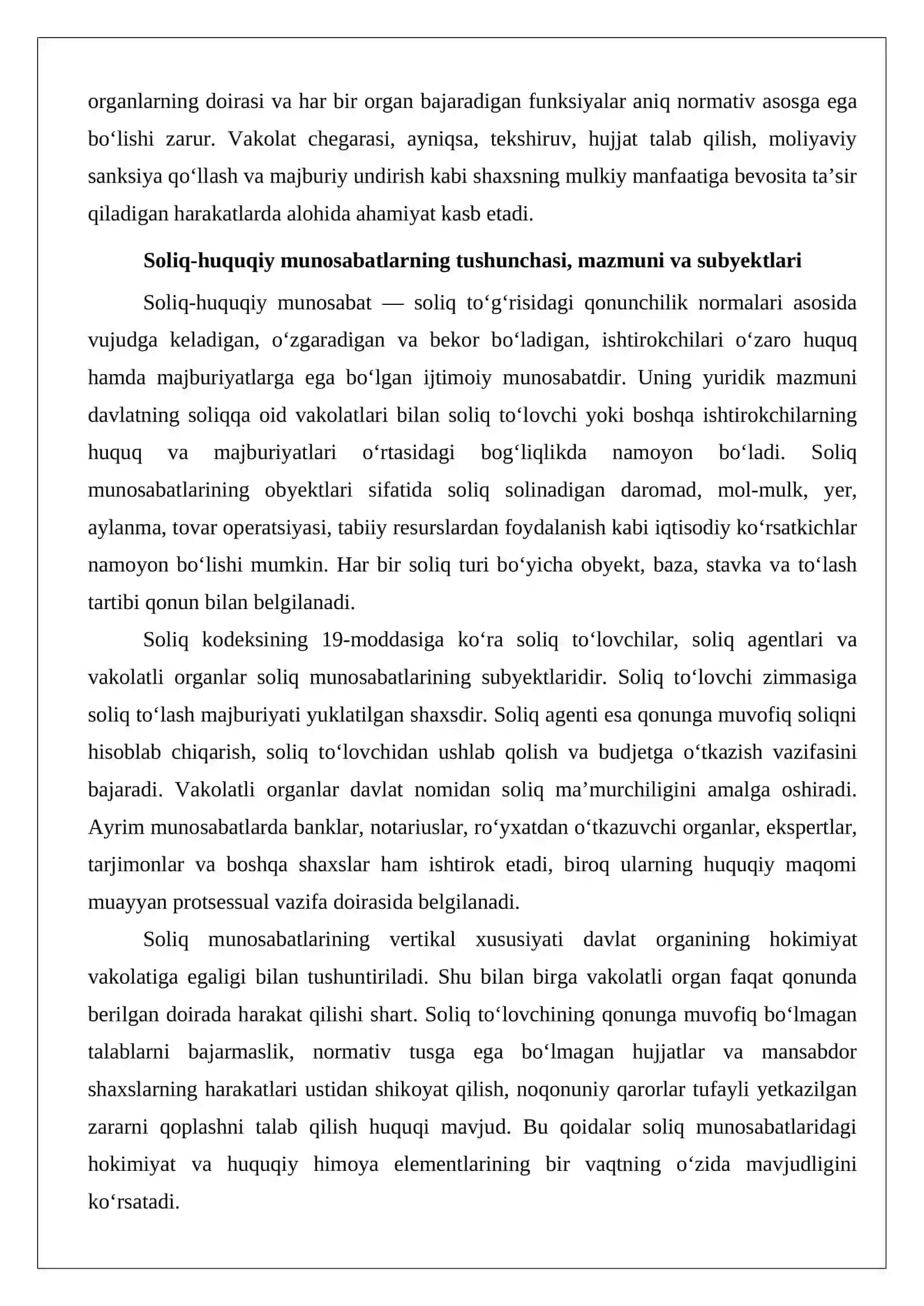 Soliq huquqiy munosabatlar sohasida vakolatli bo‘lgan davlat boshqaruv organlari 4