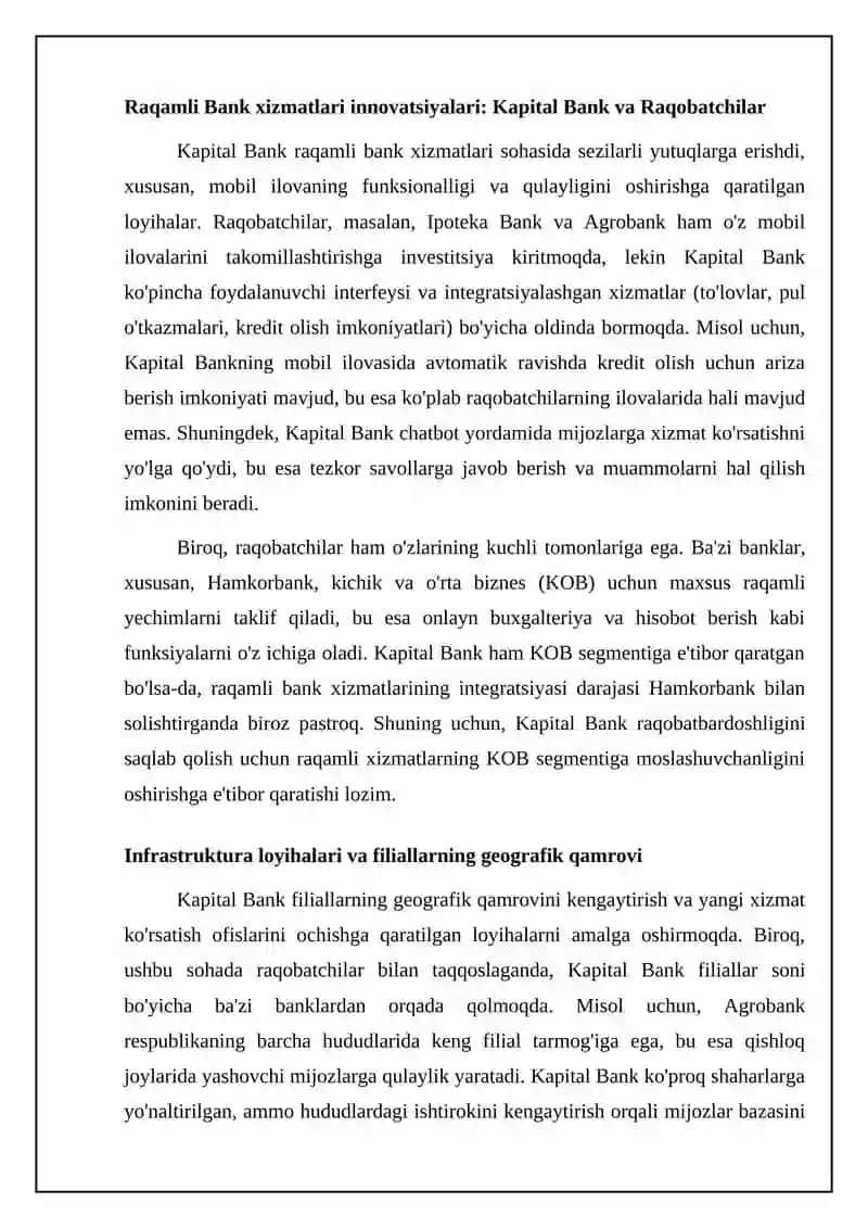 Kapital Bankning boshqa banklar bilan loyxalarini taqosslash 4