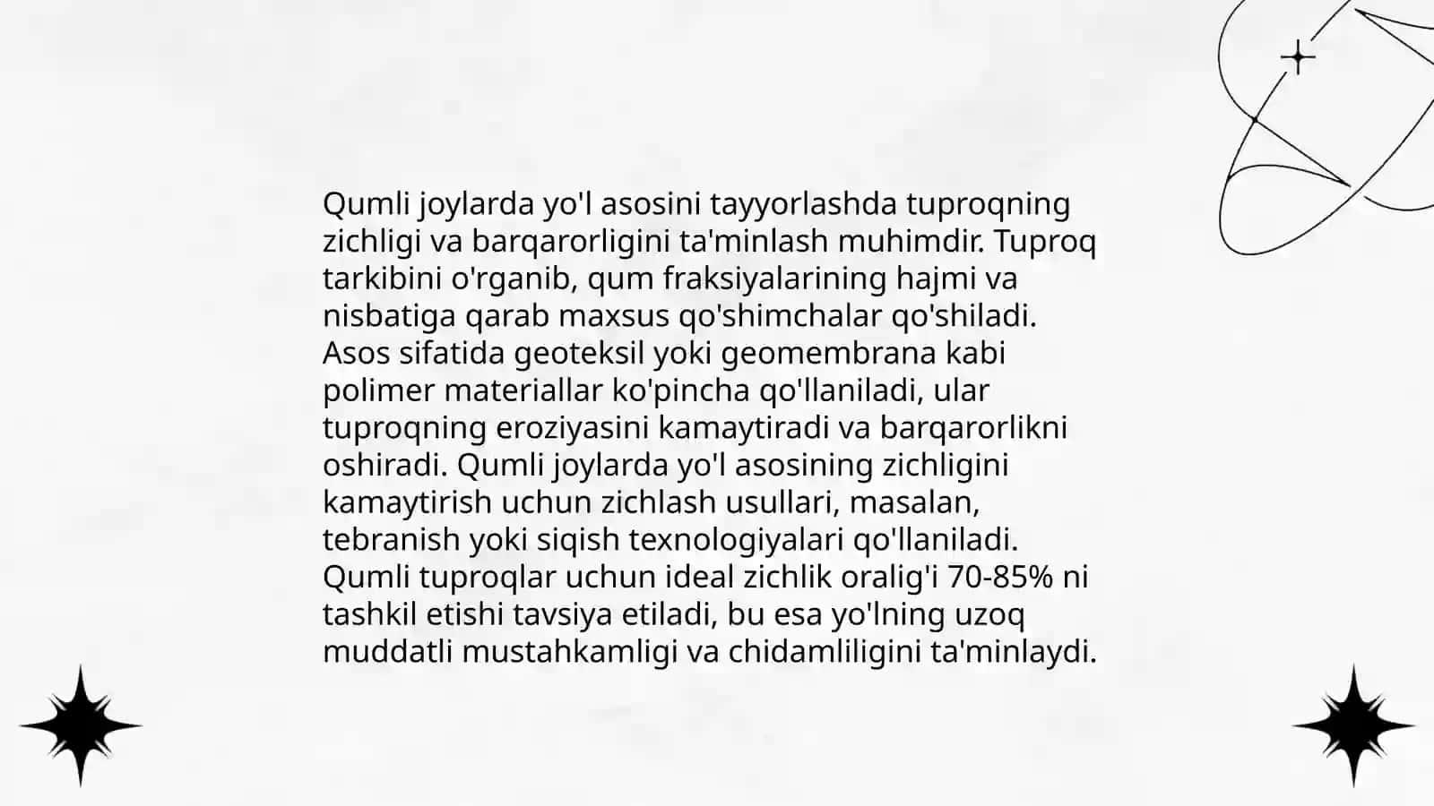 Qumli Joylarda Yo'llarni Loyihalash 4