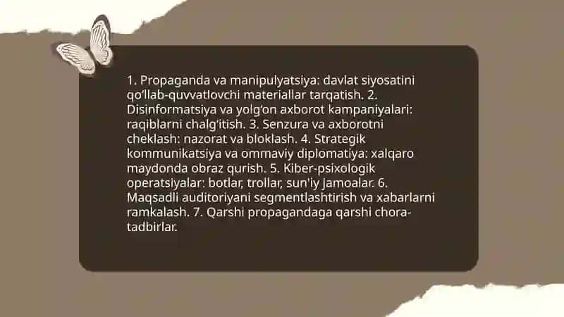 Axborotli-psixologik ta’sir manbalari (Davlatlar. Jamiyat. Ijtimoiy guruhlar. Shaxslar) 4