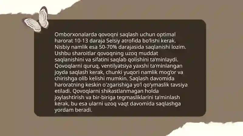 Qovoq mahsulotlarini saqlash sharoitlari 4